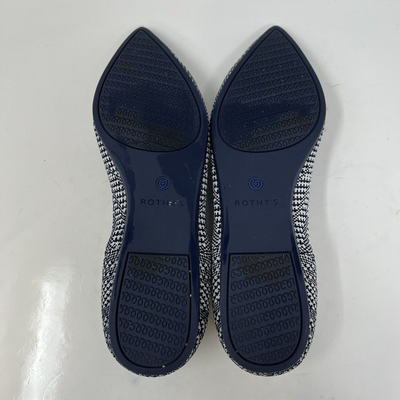 Rothy’s The Point Navy Blue Houndstooth Ballet Flat Women’s Size 8.5 - Picture 7 of 7